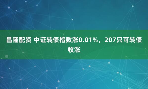 昌隆配资 中证转债指数涨0.01%，207只可转债收涨